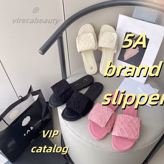 Luxury Brand Summer Fashion Classical Ladies Leather Slippers Beach Holiday Women Flip-Flops Slippers Leather Slide with Bow