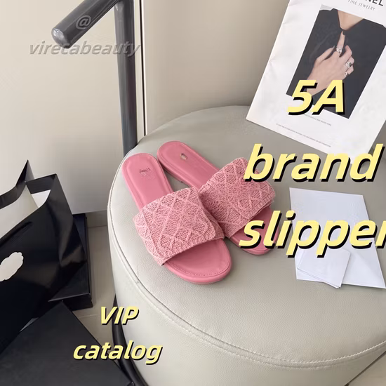 Luxury Brand Summer Fashion Classical Ladies Leather Slippers Beach Holiday Women Flip-Flops Slippers Leather Slide with Bow
